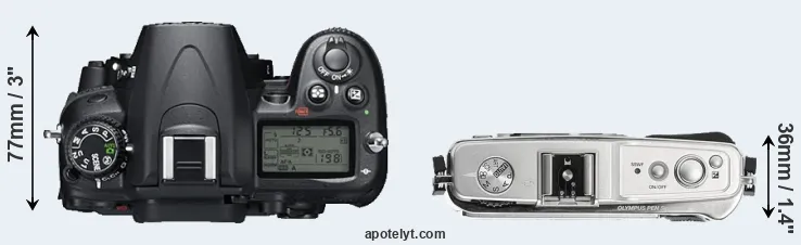 Compare D7000 versus E-P1 top