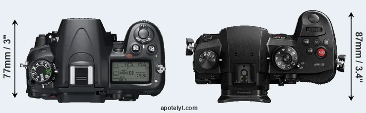 Compare D7000 versus GH5s top