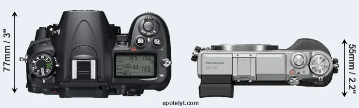 Compare D7000 versus GX7 top
