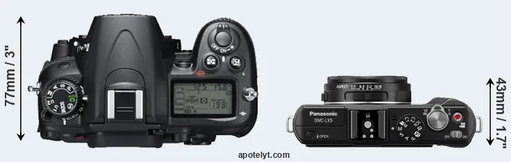 Compare D7000 versus LX5 top
