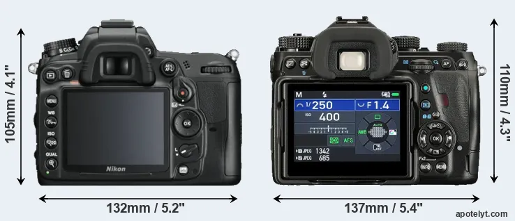 Comparison D7000 or K-1 II rear