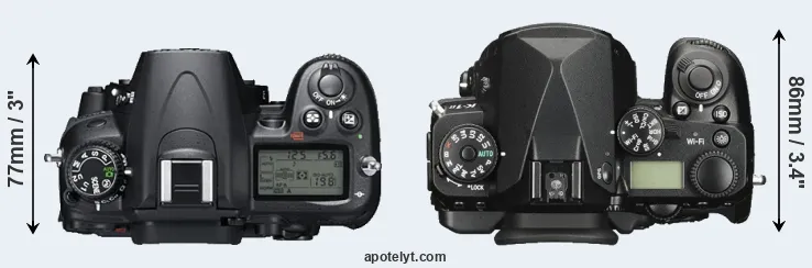 Compare D7000 versus K-1 II top