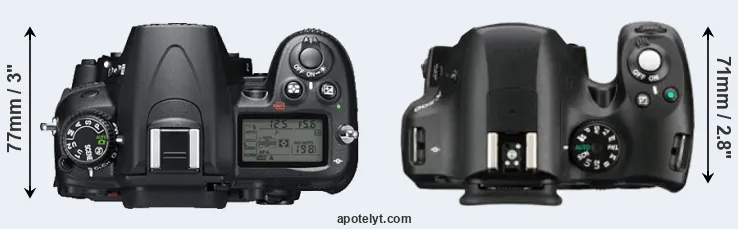 Compare D7000 versus K-500 top
