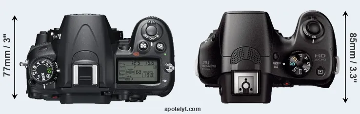 Compare D7000 versus A3000 top
