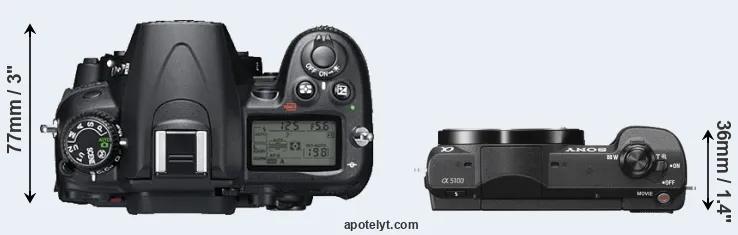 Compare D7000 versus A5100 top