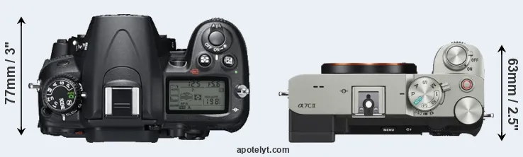 Compare D7000 versus A7C II top