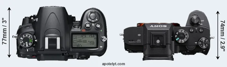 Compare D7000 versus A7R III top