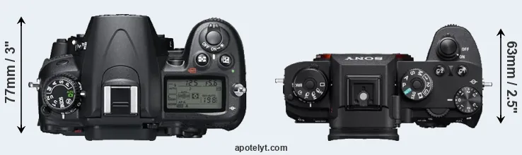 Compare D7000 versus A9 top