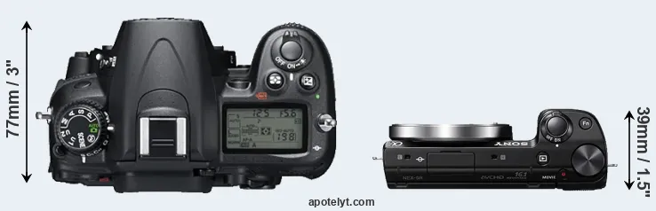 Compare D7000 versus NEX-5R top