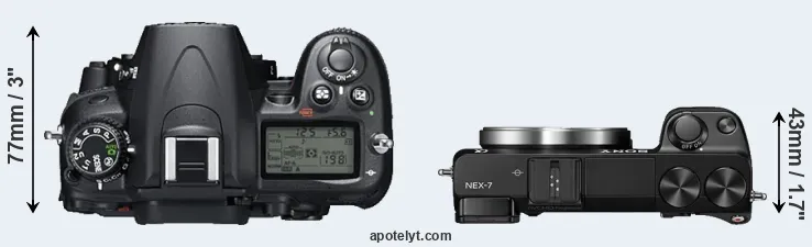 Compare D7000 versus NEX-7 top