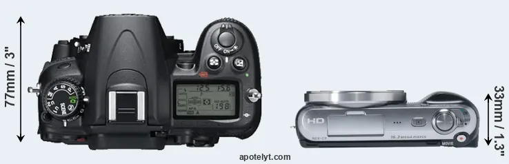 Compare D7000 versus NEX-C3 top