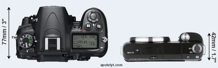 Compare D7000 versus NEX-F3 top