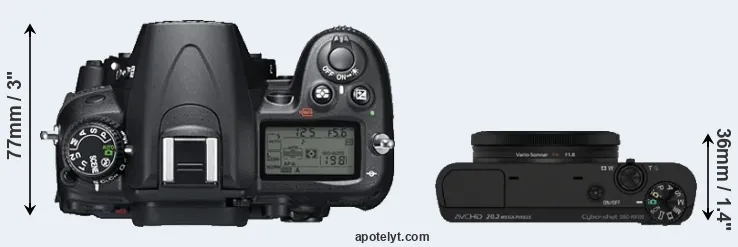 Compare D7000 versus RX100 top