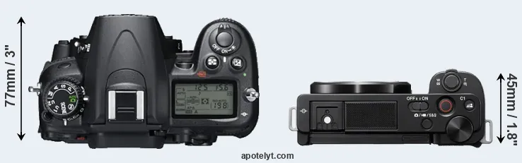 Compare D7000 versus ZV-E10 top