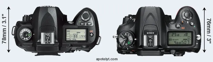 Compare D70s versus D7200 top