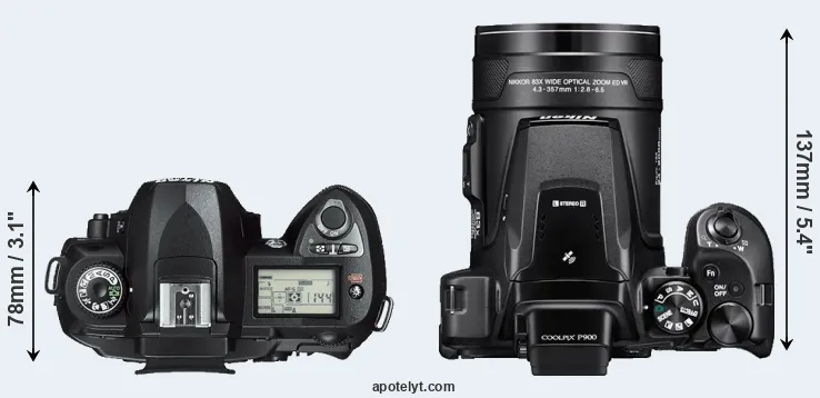 Compare D70s versus P900 top