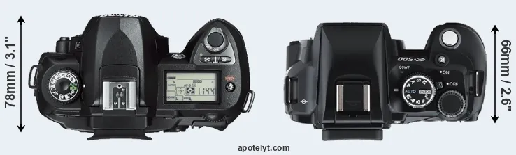 Compare D70s versus E-500 top
