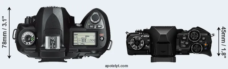 Compare D70s versus E-M5 II top
