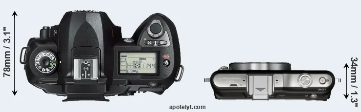 Compare D70s versus E-PM1 top