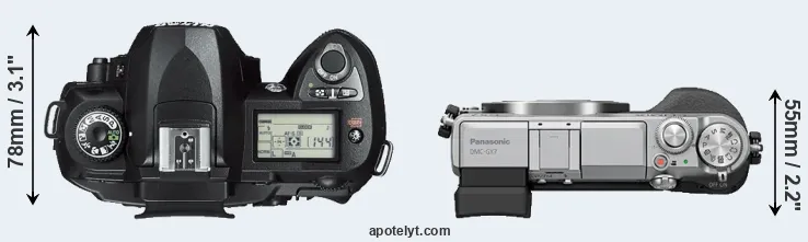 Compare D70s versus GX7 top