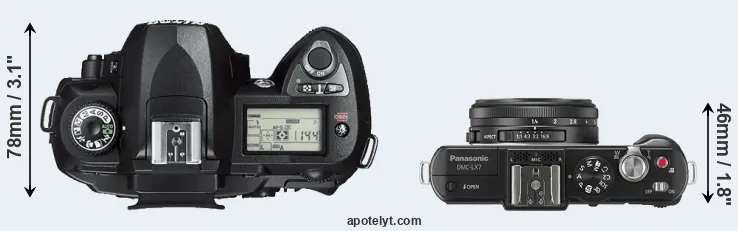 Compare D70s versus LX7 top