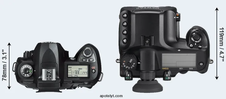 Compare D70s versus 645D top