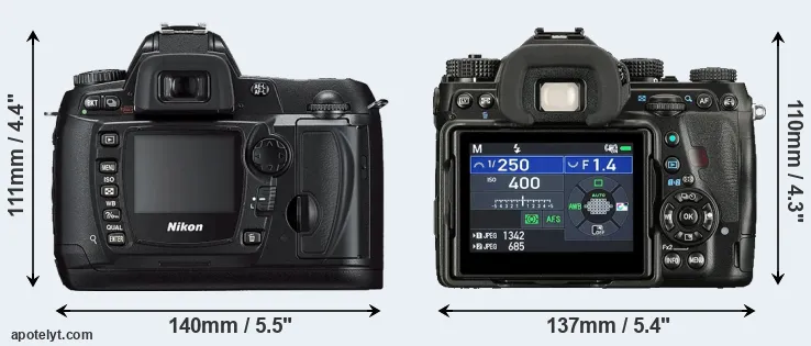 Comparison D70s or K-1 II rear