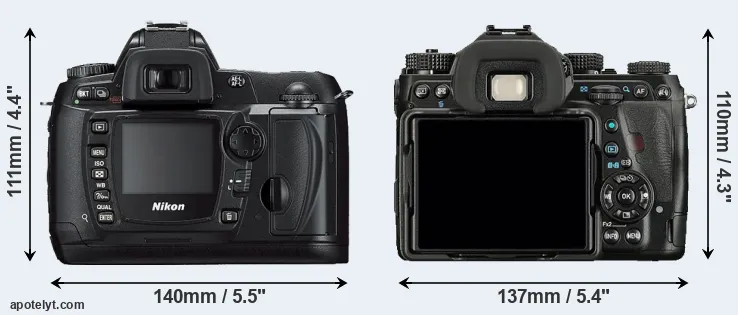 Comparison D70s or K-1 rear