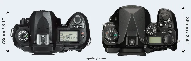 Compare D70s versus K-1 top