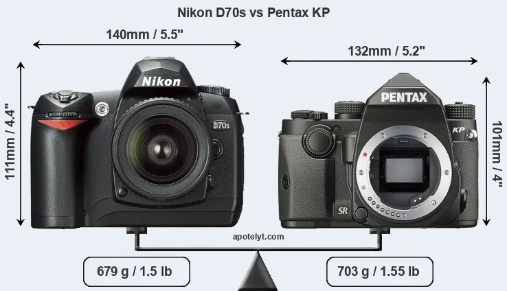 Size Nikon D70s vs Pentax KP