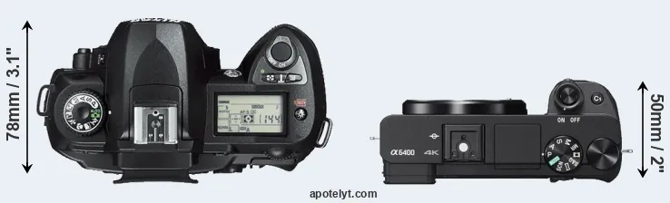 Compare D70s versus A6400 top