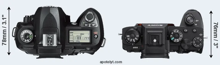 Compare D70s versus A9 II top