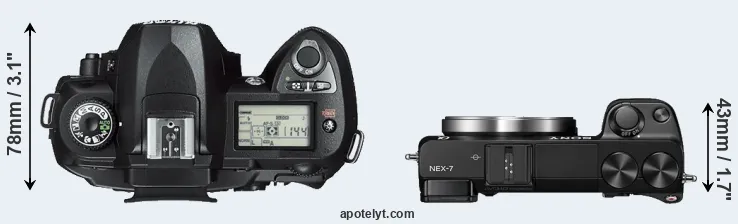 Compare D70s versus NEX-7 top