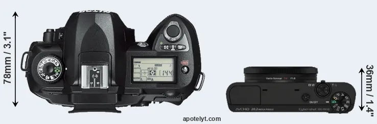 Compare D70s versus RX100 top