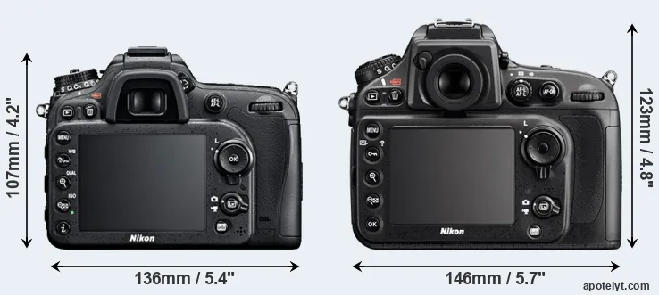 Comparison D7100 or D800E rear