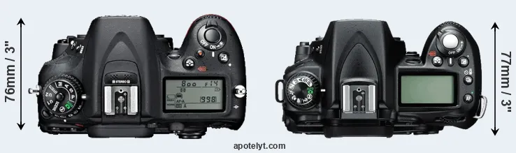 Compare D7100 versus D90 top