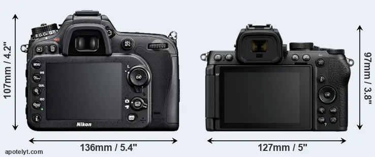 Comparison D7100 or Z50 II rear