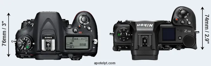 Compare D7100 versus Z6 III top