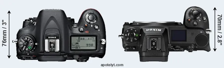 Compare D7100 versus Z7 II top