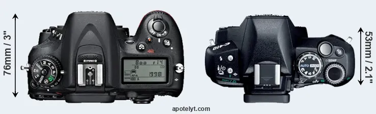 Compare D7100 versus E-410 top
