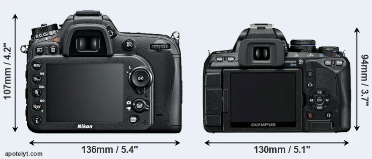 Comparison D7100 or E-600 rear