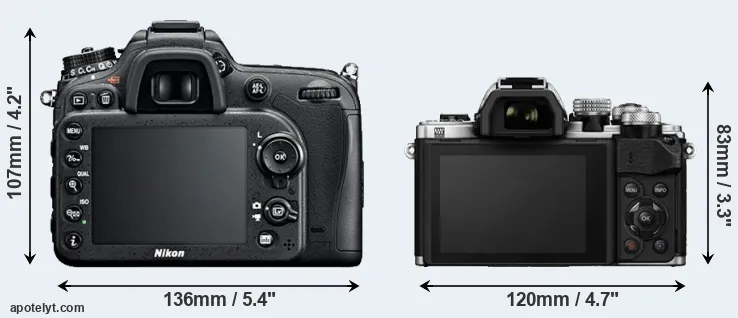 Comparison D7100 or E-M10 II rear
