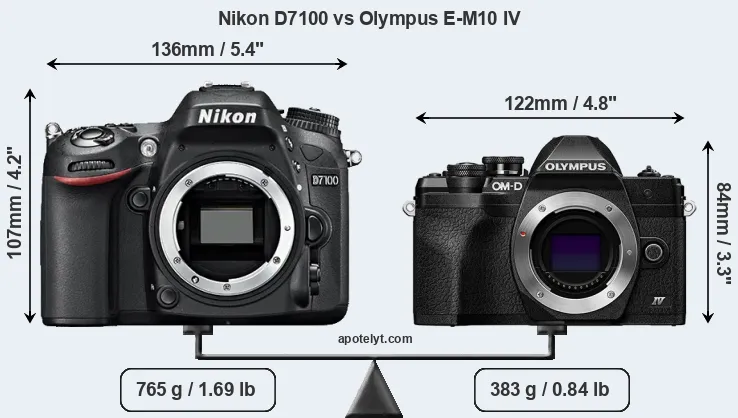 Size Nikon D7100 vs Olympus E-M10 IV