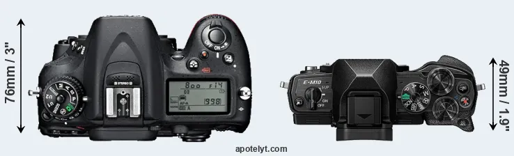 Compare D7100 versus E-M10 IV top