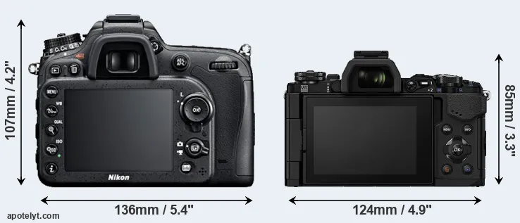 Comparison D7100 or E-M5 II rear