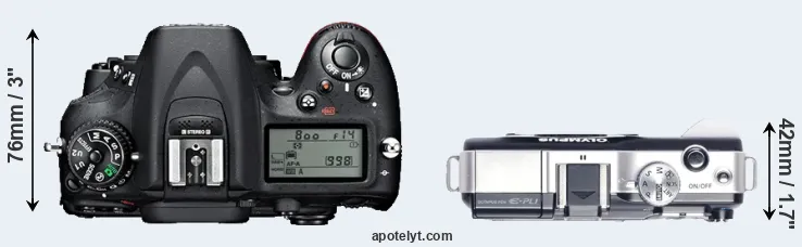 Compare D7100 versus E-PL1 top