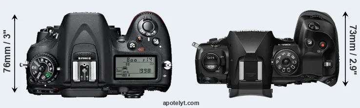 Compare D7100 versus OM-1 top