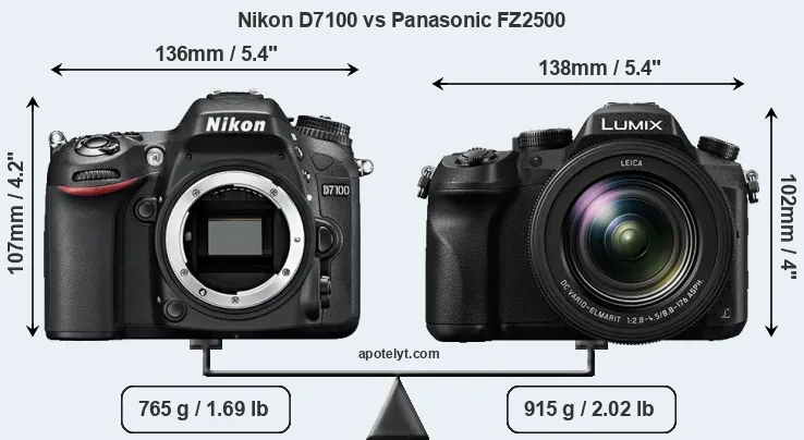 Size Nikon D7100 vs Panasonic FZ2500