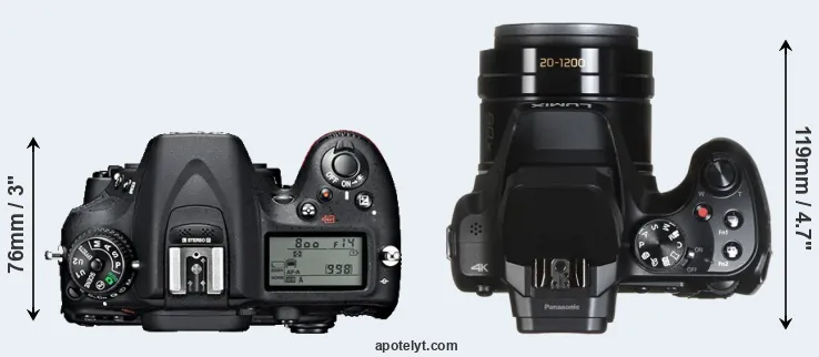 Compare D7100 versus FZ80 top