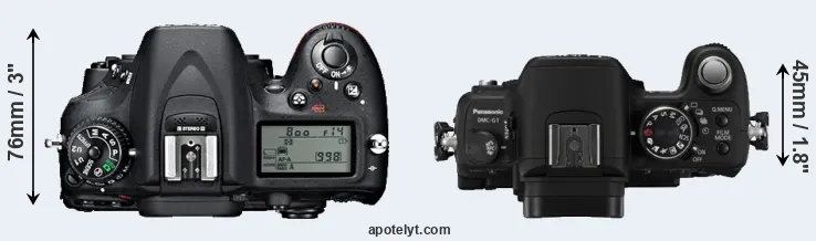 Compare D7100 versus G1 top
